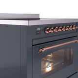 Nostalgie II 36 Inch Electric Freestanding Range in Blue Grey with Copper Trim