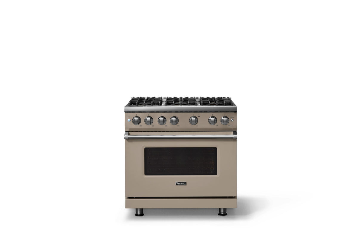 36"W. Sealed Burner Gas Range (Burner: 6b, Finish: Nantucket, Trim: Polished Chrome, Fuel: Natural Gas)