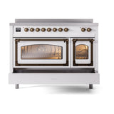 ILVE UNI486NMPWHB Nostalgie II Noblesse 48 inch Induction Range (Triple Glass Door, White, Burnished)