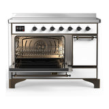 ILVE UMIB48QNR3WHB Majestic III 48 inch Induction Range with 6 Elements, 5.02 cu. ft. Total Oven Capacity (Solid Door, White, Burnished)