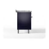 ILVE UN60FQNMPMBG Nostalgie II Noblesse 60 inch Dual Fuel Range (9 Sealed Burners + Griddle, Natural Gas, Solid Door, Midnight Blue, Brass)