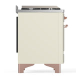 ILVE UM60FNR3AWP Majestic III 60 inch Dual Fuel Range with 9 Burners and Griddle, Dual Function Burner up to 25,000 BTU (Natural Gas, Triple Glass Door, Antique White, Copper)