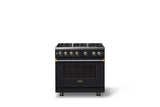 36"W. Sealed Burner Gas Range (Burner: 6b, Finish: Onyx, Trim: Polished Chrome, Fuel: Propane)