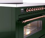 Nostalgie II 36 Inch Electric Freestanding Range in Emerald Green with Copper Trim