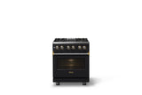 30"W. Dual Fuel Range (Finish: Onyx, Trim: Polished Chrome, Fuel: Propane)
