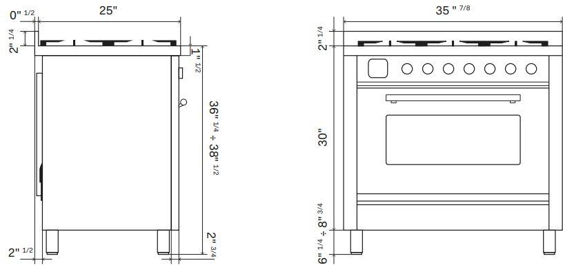 Nostalgie II 36 Inch Dual Fuel Natural Gas Freestanding Range in Glossy Black with Bronze Trim