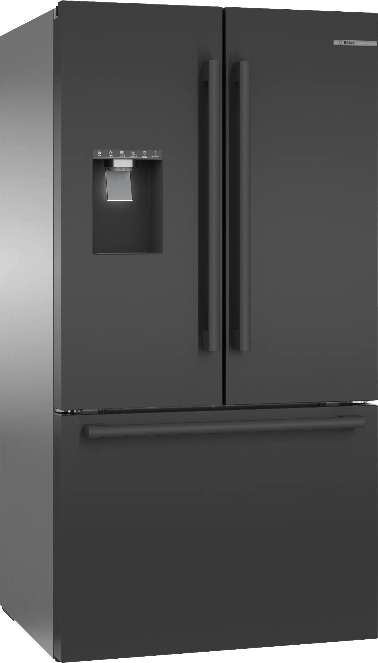 500 Series French Door Bottom Mount Refrigerator 36" Black Stainless Steel, Total No Frost