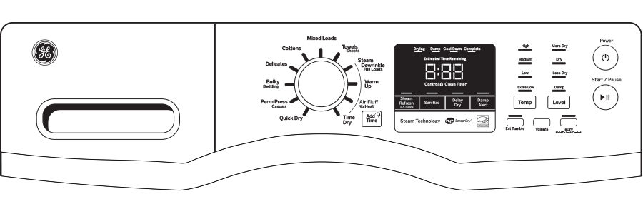 GE® ENERGY STAR® 7.5 cu. ft. Capacity Front Load Electric Dryer with Steam