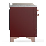 ILVE UM60FQNR3BUP Majestic III 60 inch Dual Fuel Range with 9 Burners and Griddle, Dual Function Burner up to 25,000 BTU (Natural Gas, Solid Door, Burgundy, Copper)