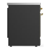 ILVE UMIB30NR3MGG Majestic III 30 inch Induction Range with 4 Elements, 4 cu. ft. Oven Capacity (Triple Glass Door, Graphite Matte, Brass)