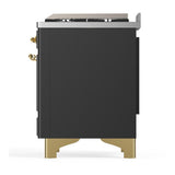 ILVE UMD40FQNR3MGG Majestic III 40 inch Dual Fuel Range with 6 Burners and Griddle, Dual Function Burner up to 25,000 BTU (Natural Gas, Solid Door, Graphite Matte, Brass)