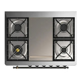 ILVE UM36FNR3RABLP Majestic III 36 inch Dual Fuel Range with 6 Black Brass Burners and Griddle, Dual Function Burner up to 25,000 BTU (Triple Glass Door, RAL, Burnished, Liquid Propane)