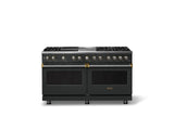 60"W.Dual Fuel Range (Finish: Antique Bronze, Trim: Brushed Brass, Fuel: Propane)