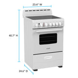 Avanti 24-Inch Freestanding Electric Range with Ceramic Glass Cooktop, in White (CERU240P0W)