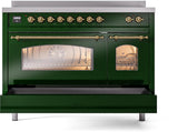 Nostalgie II 48 Inch Electric Freestanding Range in Emerald Green with Brass Trim