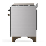 ILVE UM60FNR3SSB Majestic III 60 inch Dual Fuel Range with 9 Burners and Griddle, Dual Function Burner up to 25,000 BTU (Natural Gas, Triple Glass Door, Stainless Steel, Burnished)