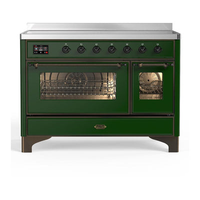 ILVE UMIB48NR3EGB Majestic III 48 inch Induction Range with 6 Elements, 5.02 cu. ft. Total Oven Capacity (Triple Glass Door, Emerald Green, Burnished)