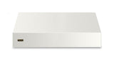 48"W. 18"H. Wall Hood (Finish: Pure White, Trim: Brushed Brass)