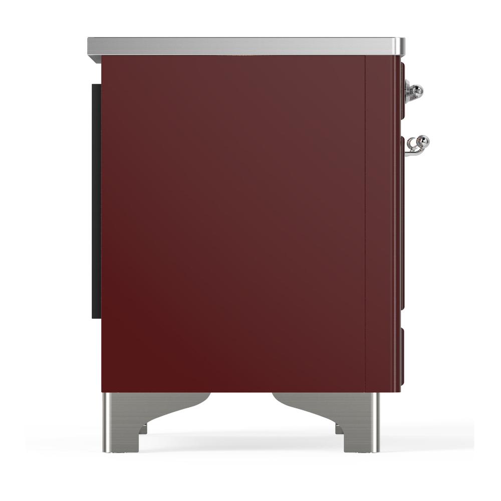 ILVE UMDIB40NR3BUC Majestic III 40 inch Induction Range with 6 Elements, 3.82 cu. ft. Total Oven Capacity (Triple Glass Door, Burgundy, Chrome)