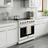 36 Inch Electric Range In White - Contemporary Professional