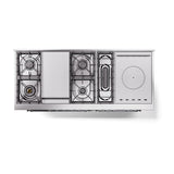 ILVE UN60FSQNMPEGCLP Nostalgie II Noblesse 60 inch Dual Fuel Range (7 Sealed Burners + Griddle + French Top, Liquid Propane, Solid Door, Emerald Green, Chrome)