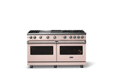 60"W. Sealed Burner Gas Range (Finish: Blush, Trim: Polished Chrome, Fuel: Natural Gas)