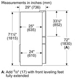 800 Series French Door Bottom Mount Refrigerator, Glass door 36" White, Total No Frost