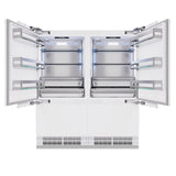 ZLINE Autograph Edition 72 in. 39.6 cu. ft. Panel Ready French Door Built-In Bottom Freezer Refrigerator with Water Dispensers and Ice Makers and Polished Gold Accents (RBITZ-72-G)