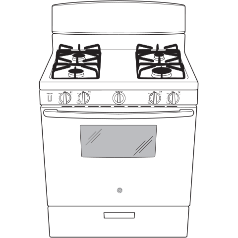 GE® 30" Free-Standing Front Control Gas Range