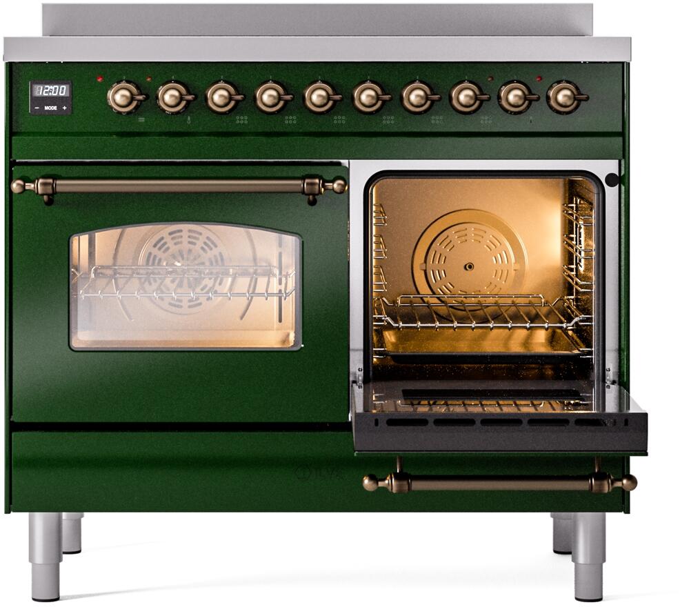 Nostalgie II 40 Inch Electric Freestanding Range in Emerald Green with Bronze Trim