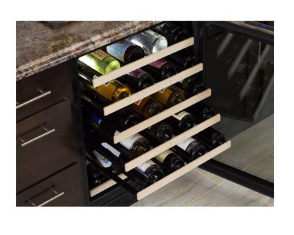 24" High Efficiency Single Zone Wine Cellar - Stainless Steel Frame Glass Door - Left Hinge