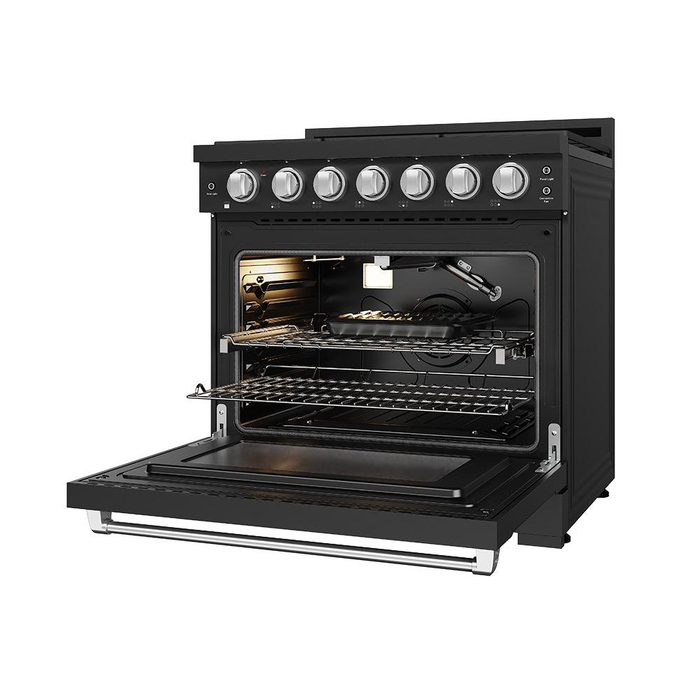 36 Inch Professional Gas Range With Precision Knob In Black and Stainless Steel  Gordon Ramsay Series
