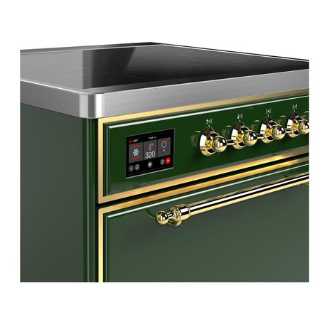 ILVE UMIB30QNR3EGG Majestic III 30 inch Induction Range with 4 Elements, 4 cu. ft. Oven Capacity (Solid Door, Emerald Green, Brass)