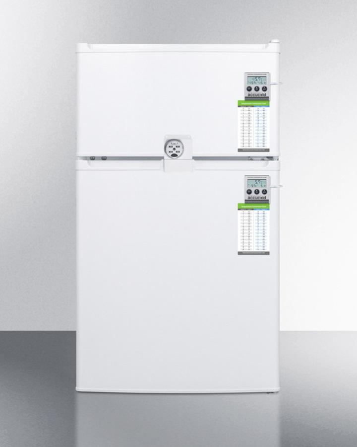 Compact Two-door Refrigerator-freezer With Single Combination Lock, Temperature Alarms and Hospital Grade Cord