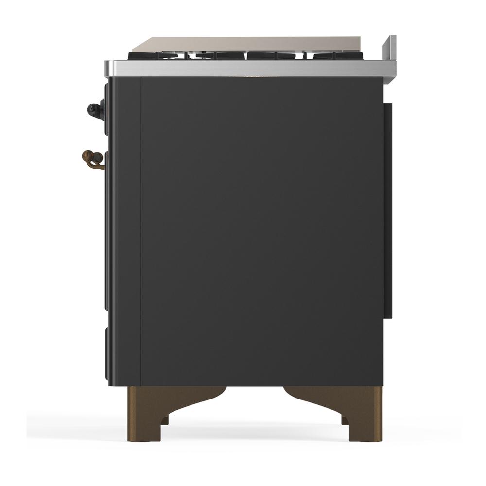 ILVE UM36FNR3MGB Majestic III 36 inch Dual Fuel Range with 6 Black Brass Burners and Griddle, Dual Function Burner up to 25,000 BTU (Triple Glass Door, Graphite Matte, Burnished, Natural Gas)