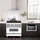 ZLINE 36 in. Dual Fuel Range with Gas Stove and Electric Oven in Stainless Steel (RA36) [Color: White Matte]