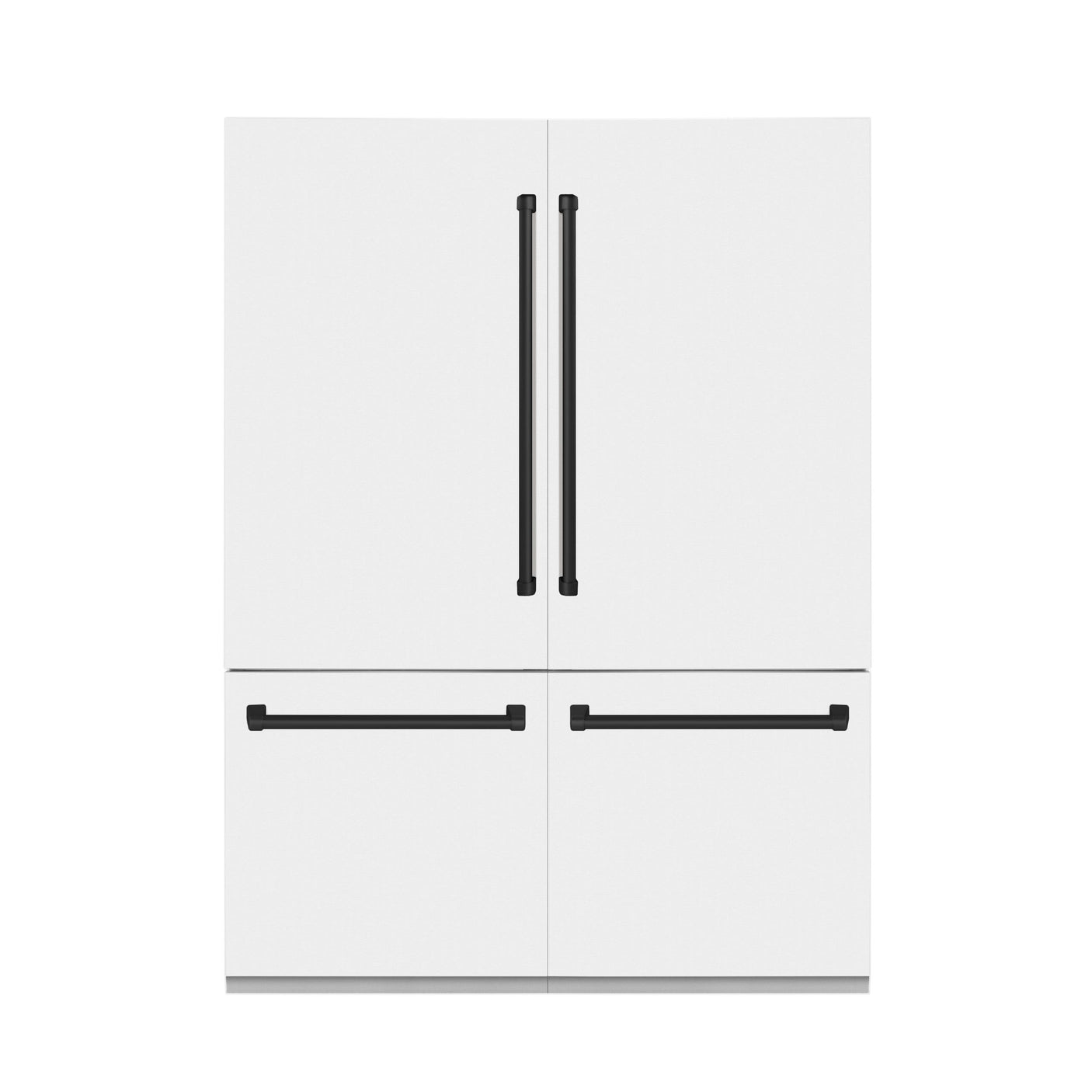 ZLINE 60" Autograph Edition 32.2 cu. ft. Built-in 4-Door French Door Refrigerator with Internal Water and Ice Dispenser in White Matte with Matte Black Accents (RBIVZ-WM-60-MB)