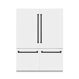 ZLINE 60" Autograph Edition 32.2 cu. ft. Built-in 4-Door French Door Refrigerator with Internal Water and Ice Dispenser in White Matte with Matte Black Accents (RBIVZ-WM-60-MB)