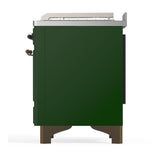 ILVE UM48FSNR3EGBLP Majestic III 48 inch Dual Fuel Range with 5 Black Brass Burners, Griddle and French Top, Dual Function Burner up to 25,000 BTU (Liquid Propane, Triple Glass Door, Emerald Green, Burnished)