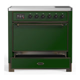 ILVE UMIB36QNR3EGB Majestic III 36 inch Induction Range with 6 Elements, 3.5 cu. ft. Total Oven Capacity (Solid Door, Emerald Green, Burnished)