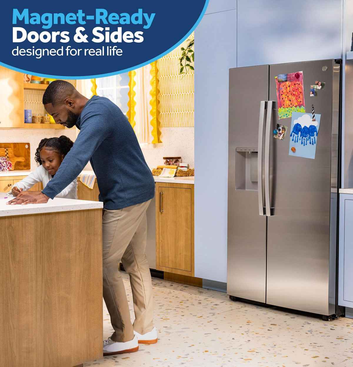 GE® 23.6 Cu. Ft. Counter-Depth Side-By-Side Refrigerator with Extra Tall Dispenser and In-Door Icemaker