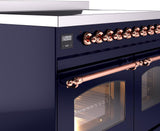 Nostalgie II 40 Inch Electric Freestanding Range in Blue with Copper Trim