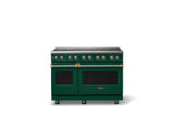48"W. Induction Range (Finish: Ivy, Trim: Brushed Brass)