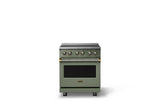 30"W. Induction Range (Finish: Eucalyptus, Trim: Brushed Brass)