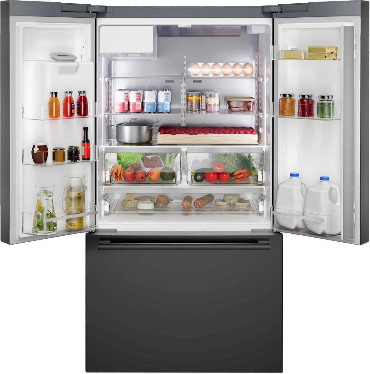 500 Series French Door Bottom Mount Refrigerator 36" Black Stainless Steel, Total No Frost