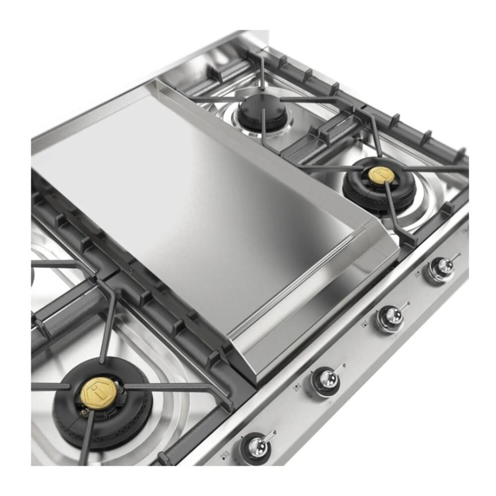 ILVE UHCP965FNSSC Nostalgie II 36 inch Built-In Gas Cooktop with Griddle, in Stainless Steel (Natural Gas, Chrome)