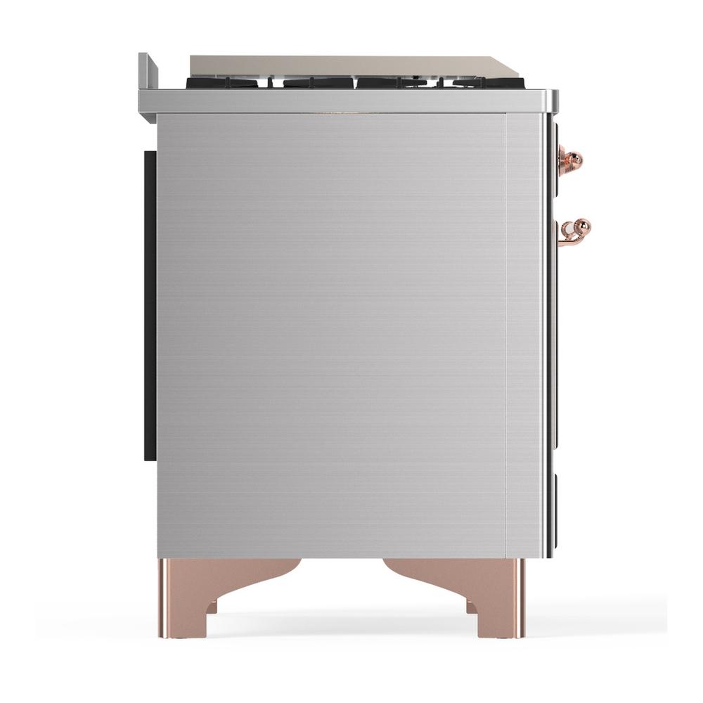 ILVE UMD40FQNR3SSPLP Majestic III 40 inch Dual Fuel Range with 6 Burners and Griddle, Dual Function Burner up to 25,000 BTU (Liquid Propane, Solid Door, Stainless Steel, Copper)
