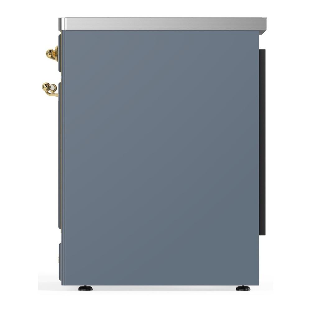 ILVE UMIB30NR3BGG Majestic III 30 inch Induction Range with 4 Elements, 4 cu. ft. Oven Capacity (Triple Glass Door, Blue Grey, Brass)