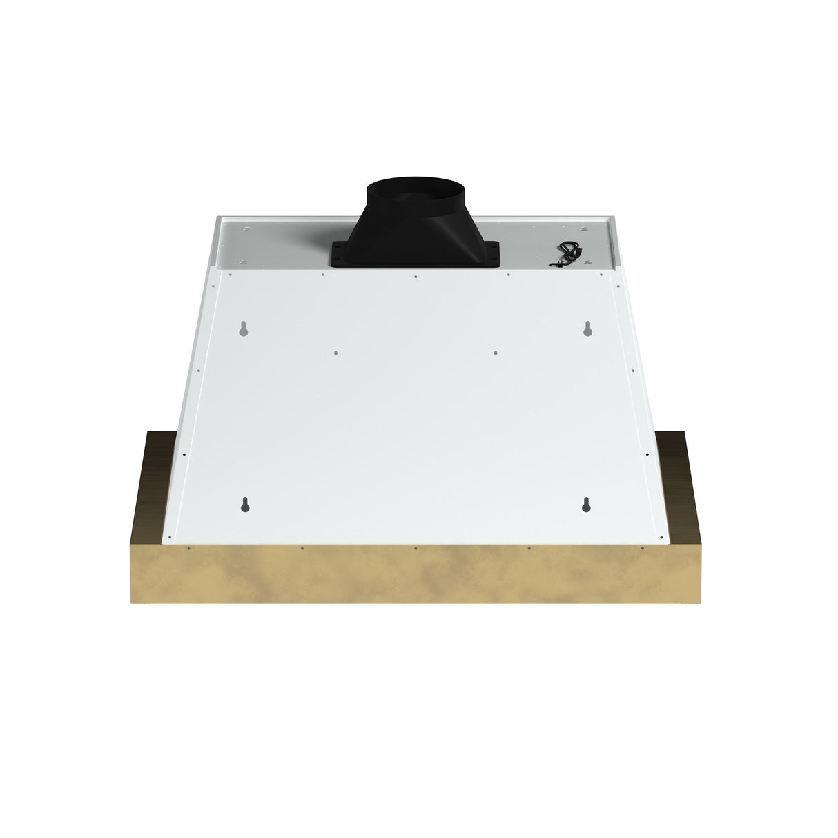 Forno Vittorio 36-Inch Wall Mount Range Hood, White with Antique Brass Trim, 600 CFM Airflow, Dishwasher-Safe Baffle Filters, Remote Control, 3-Speed Fan, Bright LED Lighting.