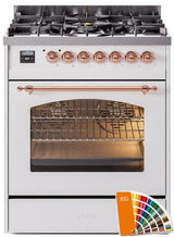 Nostalgie II 30 Inch Dual Fuel Natural Gas Freestanding Range in RAL Custom Color with Copper Trim